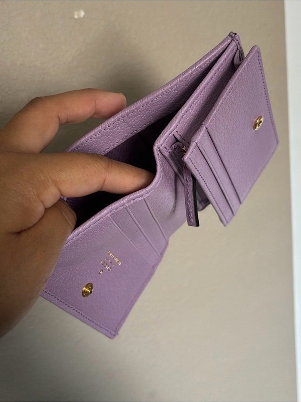 Gucci Floral GG Marmont Lilac Leather Mini Wallet - Picture 6 of 12